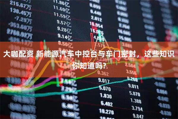 大咖配资 新能源汽车中控台与车门密封，这些知识你知道吗?